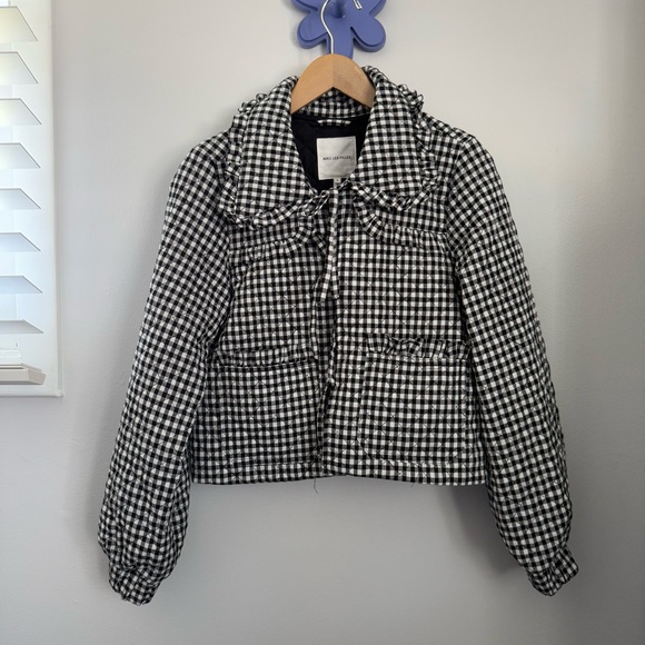 Anthropologie Jackets & Blazers - Avec Les Filles Small Maura Bow Tie Check Jacket Black White